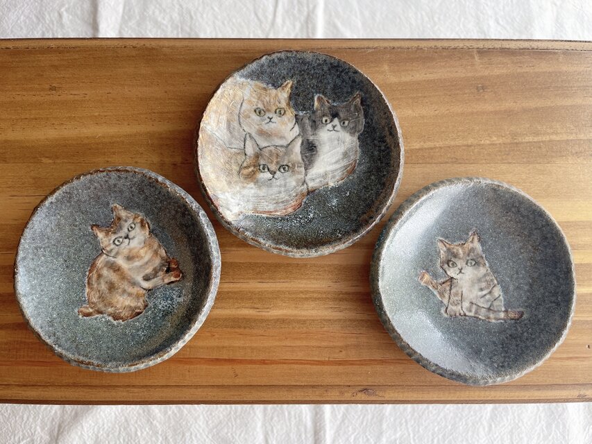 猫 豆 皿 豆皿 neco mini plate 器 豆皿 猫 鹿児島 ニワ陶器店