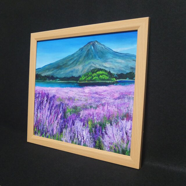 原画】薫風に揺れるラベンダーと富士山｜初夏の訪れ｜幸福を呼ぶ紫の