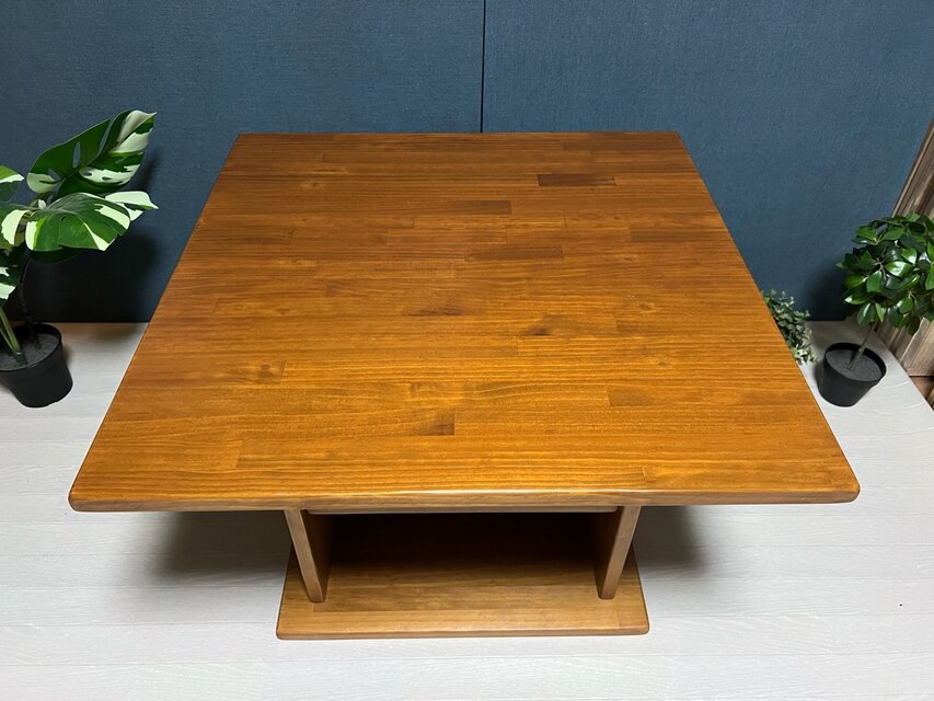 【送料無料】 ローテーブル 正方形 80cm パイン オーク 棚付き 送料無料】 ローテーブル 正方形 80cm パイン オーク 棚付き | iichi