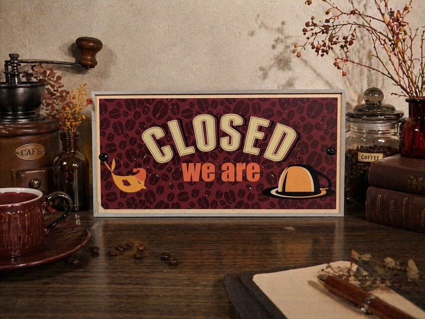 オーダー無料】OPEN CLOSE 両面サイン カフェ 喫茶 コーヒー 店舗 自宅 