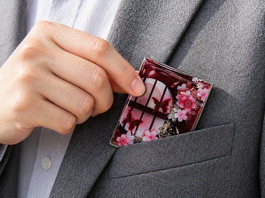 コンパクトミラー「御」名入れ 送料無料 和柄 和風 和雑貨 手鏡 伝統