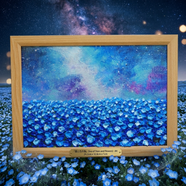 一点物】油絵 原画【Eternal Blue —無限の青—】風景画 ネモフィラ