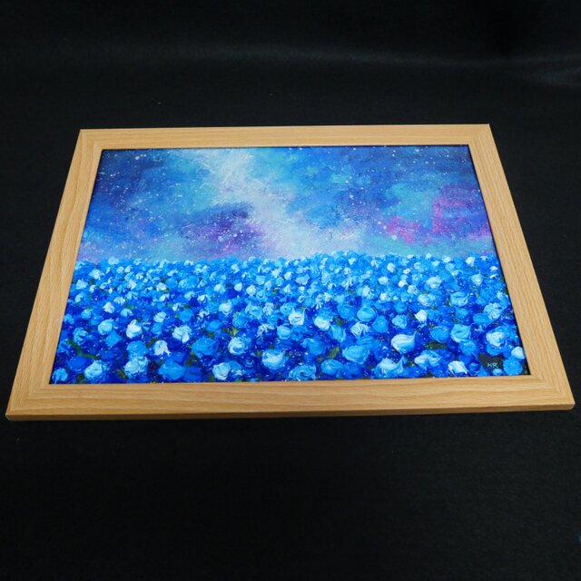 一点物】油絵 原画【Eternal Blue —無限の青—】風景画 ネモフィラ