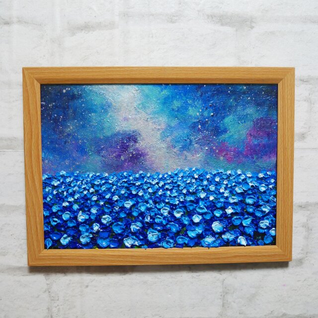 一点物】油絵 原画【Eternal Blue —無限の青—】風景画 ネモフィラ
