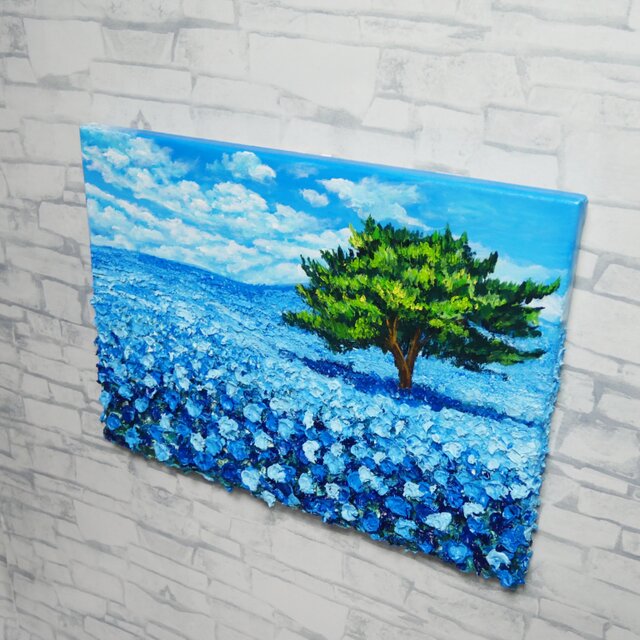 予約販売　静寂の木　油彩画 木 青色系 予約販売 静寂の木 油彩画 木 青色系 予約販売 静寂の木 油彩画 木