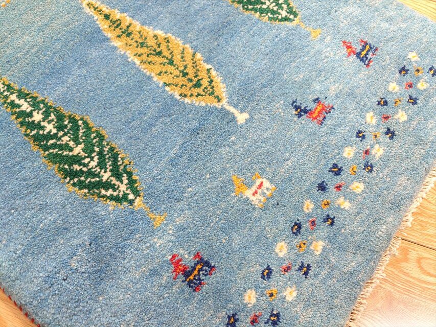 iichi限定目玉】ハンドメイド ペルシャ ギャッベ 玄関マット 87x65cm