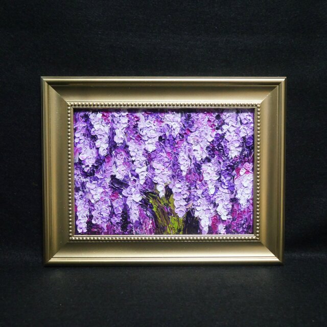 油絵 絵画 【癒やしの藤】 油絵 原画【藤の花】｜春を彩る紫の情景｜風景画 インテリア ミニ絵画
