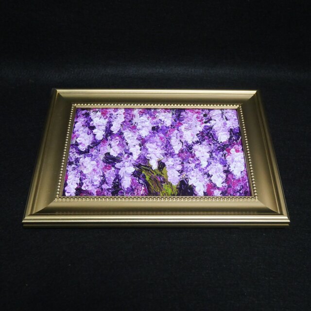 油絵 原画【藤の花】｜春を彩る紫の情景｜風景画 インテリア ミニ絵画