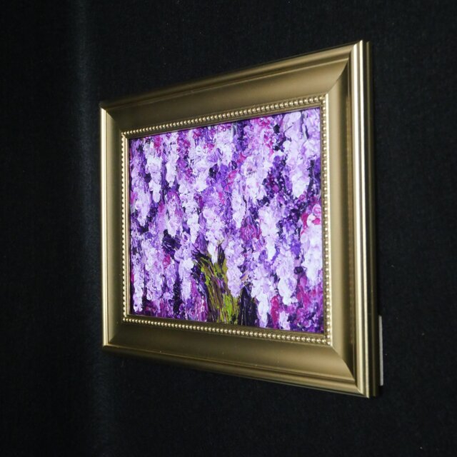 油絵 原画【藤の花】｜春を彩る紫の情景｜風景画 インテリア ミニ絵画