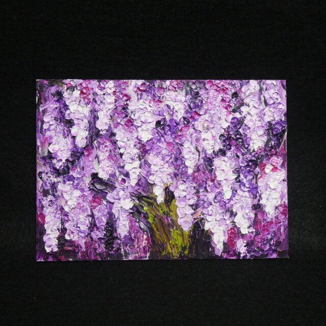 油絵 原画【藤の花】｜春を彩る紫の情景｜風景画 インテリア ミニ絵画