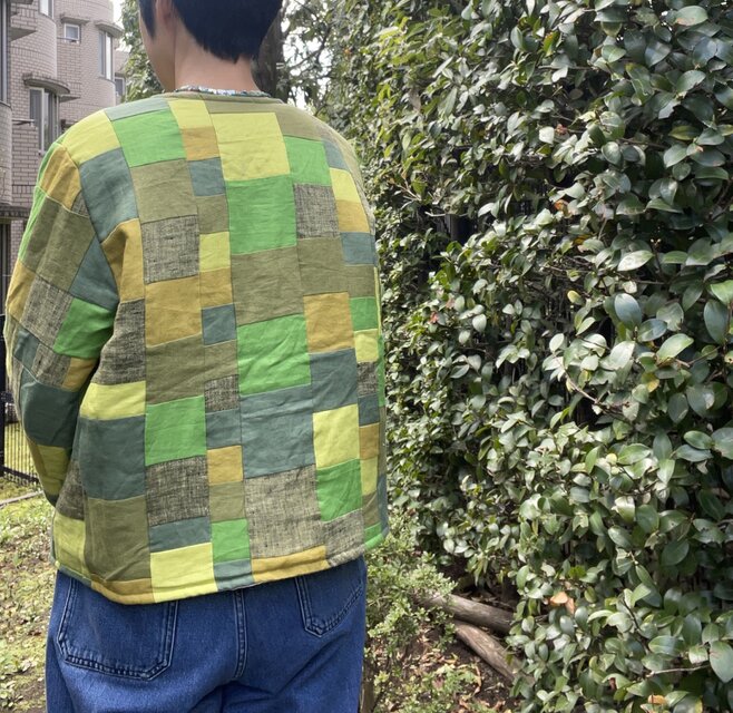 パッチワークジャケット グリーン | iichi 日々の暮らしを心地よくする