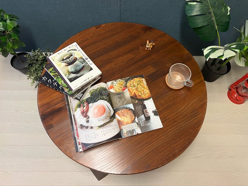送料無料】 ローテーブル 丸形 75cm パイン ブラウン 折り畳み 木組脚