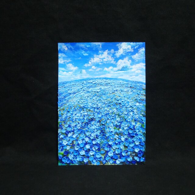 油絵 原画【青の楽園】ネモフィラ 春の風景画 絵画 インテリアアート