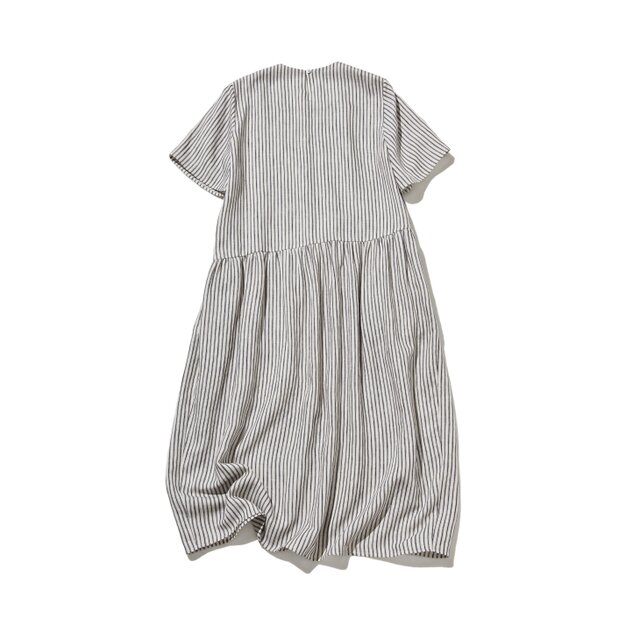 familiar ストライプ 半袖ワンピース 100cm 新品 夏らしい清涼感！リネン混ストライプワンピース 半袖ワンピース 260516