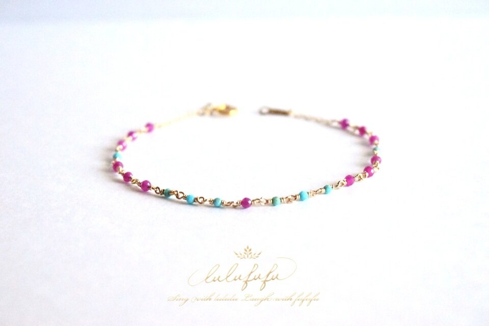 14Kgf ◇小さな綺羅めきbracelet◇～ビルマ産ルビーとアメリカ産