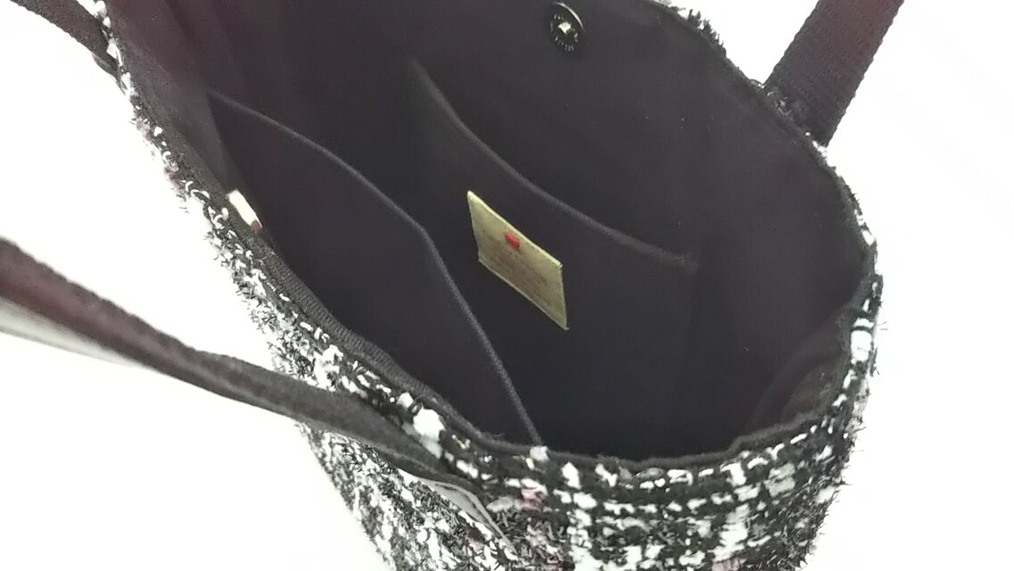 Mさまご予約分】手提げ ブラックツイード×ミックス 幅約26cm | iichi
