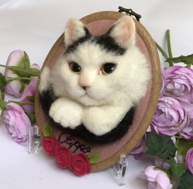 羊毛フェルトで作る猫ポートレート《大タイプ上半身像》【オーダー