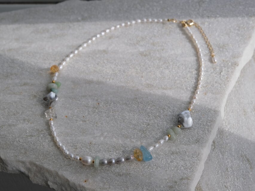 kuldi og hlýja necklace 淡水バロックパール 天然石ネックレス 翡翠