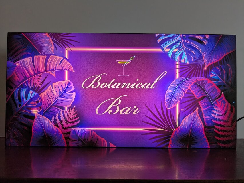 【Lサイズ】カクテル ボタニカル BAR パブ 看板 置物 雑貨 ライトBOX オーダー無料】ボタニカル BAR 酒 パブ 植物園 自然 宅飲み 店舗 自宅
