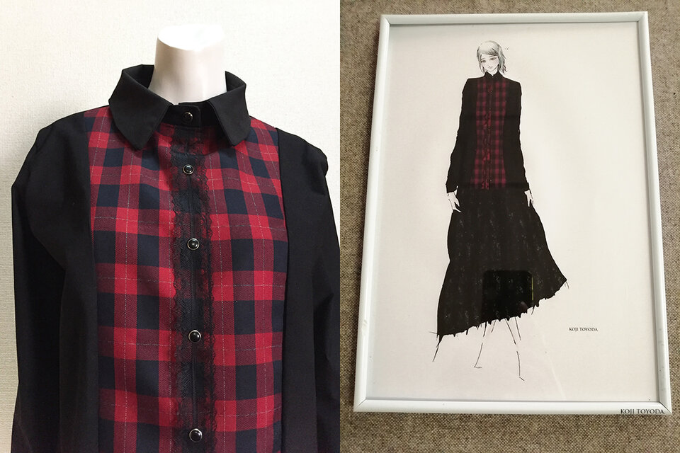 1点もの・デザイン画付き】インポートストレッチ＆先染めチェック生地 