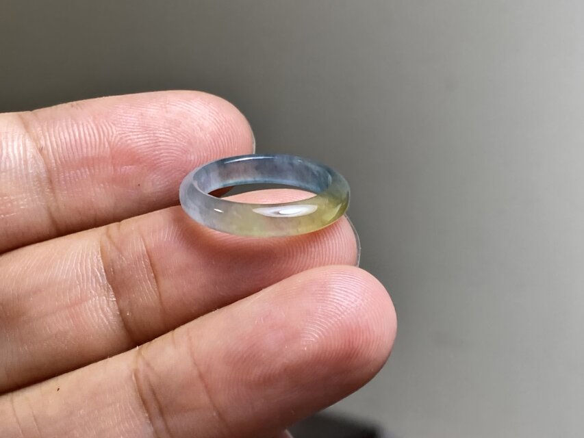 L17-196 ピンキーリング 氷種 黄翡翠 5.0号 グアテマラ産 A貨 本翡翠