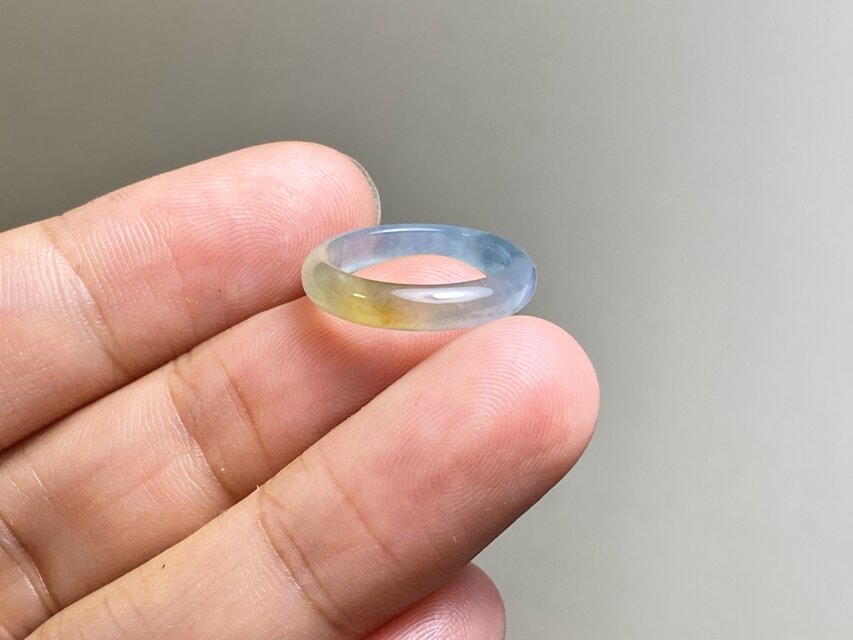 L17-196 ピンキーリング 氷種 黄翡翠 5.0号 グアテマラ産 A貨 本翡翠