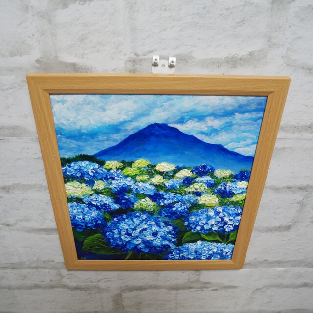 油絵 油彩 油彩画 絵画 絵【紫陽花と富士山】 油絵 絵画【青の情景 〜富士と紫陽花の咲く丘〜】油彩画 風景画