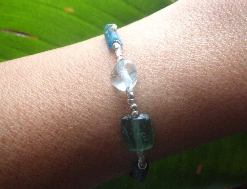 sv925*Deep Ocean ローマングラスとカレンシルバー＆アクアマリンの