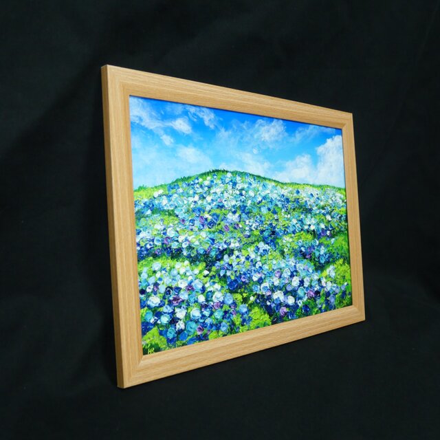 原画】初夏の紫陽花の丘 油絵 絵画 インテリア 額縁付 | iichi 日々の