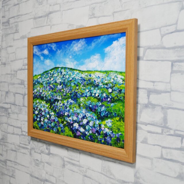 原画】初夏の紫陽花の丘 油絵 絵画 インテリア 額縁付 | iichi 日々の