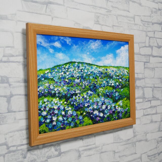 原画】初夏の紫陽花の丘 油絵 絵画 インテリア 額縁付 | iichi 日々の