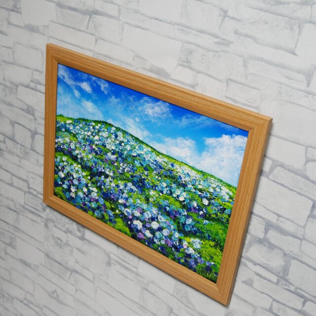 油絵 絵画 #アート 油絵富士山と紫陽花 | #手書き #油絵 紫陽花の丘