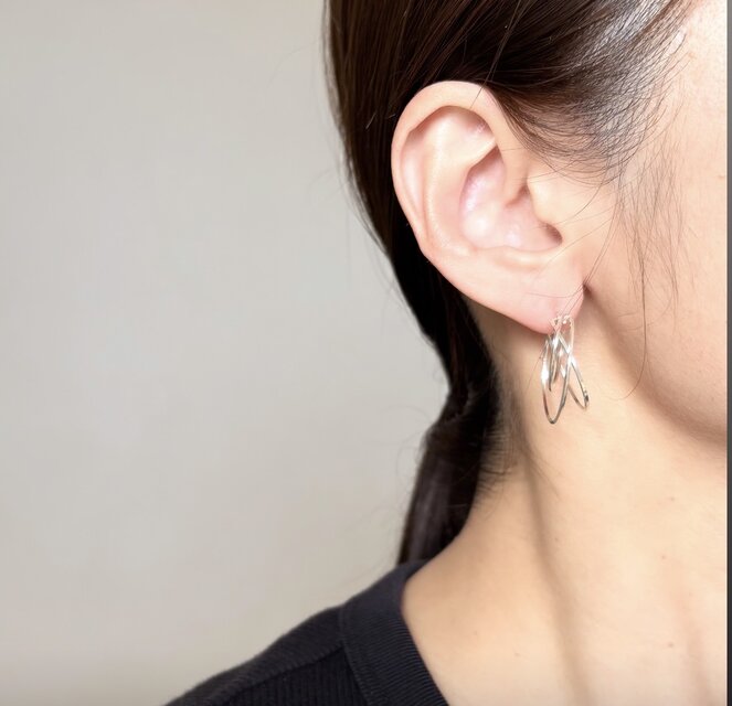 期間限定】【夏の福袋】 silver925 14kgf diagonal フープピアス