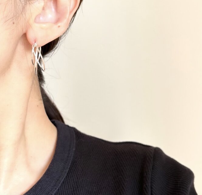 期間限定】【夏の福袋】 silver925 14kgf diagonal フープピアス