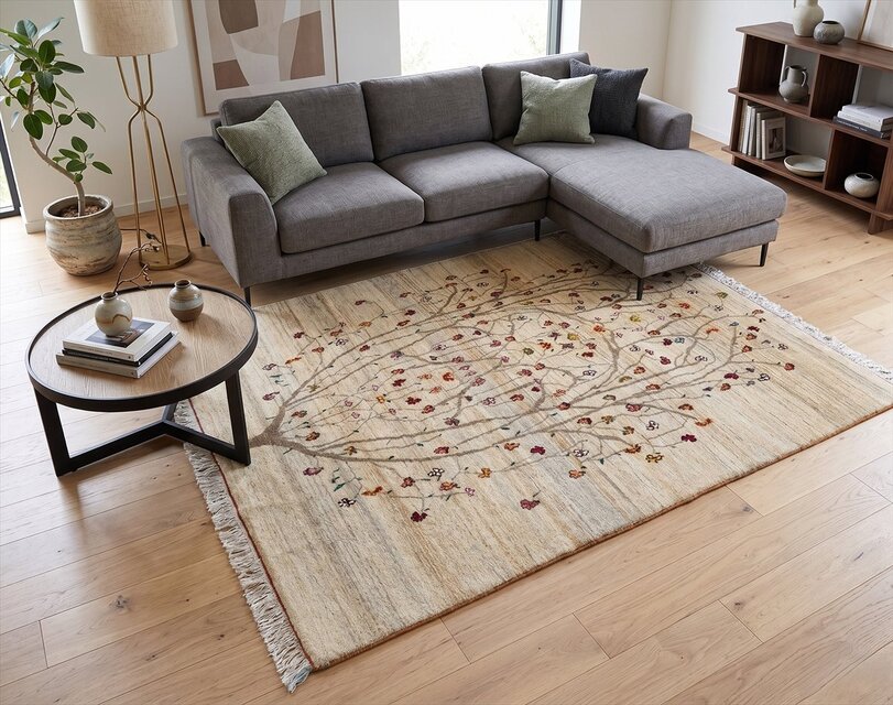 ハンドメイド ペルシャ ギャッベ カシュクリ ラグ 201x150㎝ 生命の木