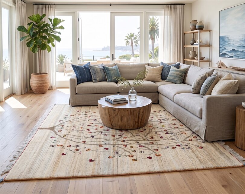 ハンドメイド ペルシャ ギャッベ カシュクリ ラグ 201x150㎝ 生命の木