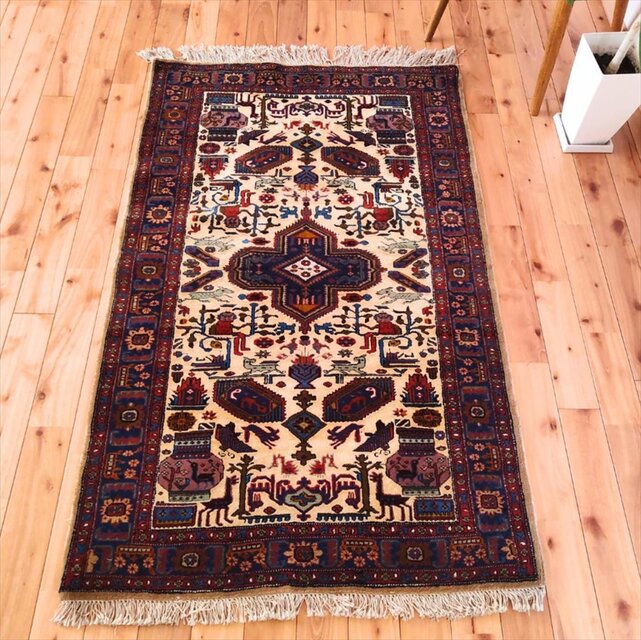 手織り ペルシャ絨毯 アルデビル産 アンティーク 140×88cm シルク
