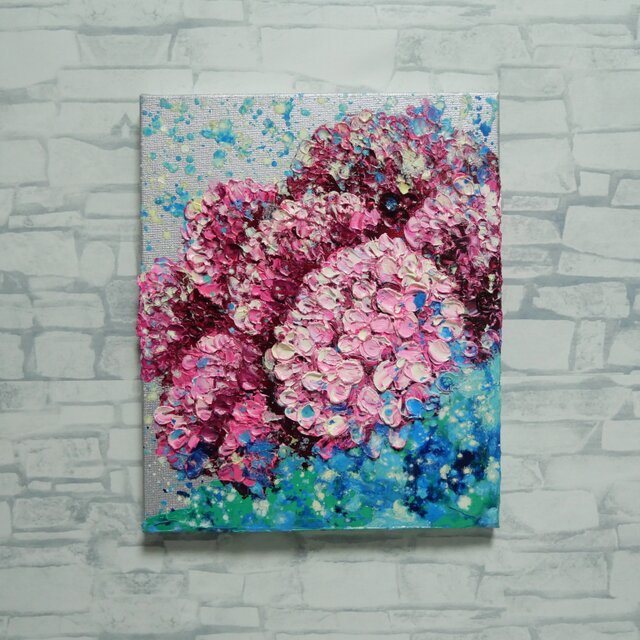 原画】雨上がりのプレリュード / 紫陽花 油絵 絵画 インテリア