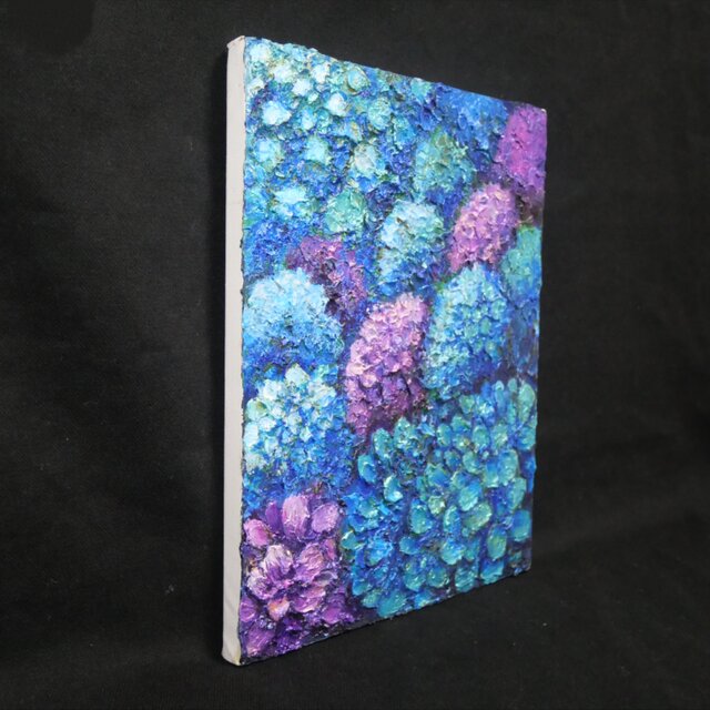 油絵 原画【群青のトパーズ】あじさい 紫陽花 絵画 インテリア 額なし 初夏 油絵 原画【群青のトパーズ】あじさい 紫陽花 絵画 インテリア 額なし