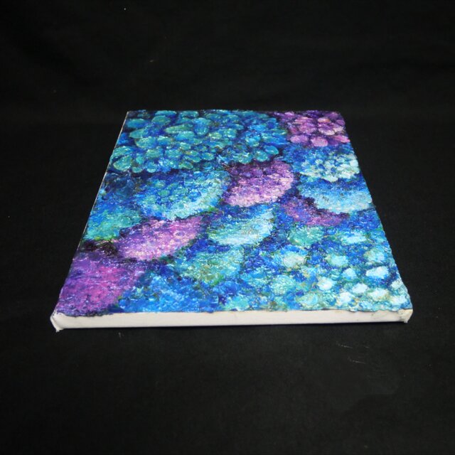 油絵 原画【群青のトパーズ】あじさい 紫陽花 絵画 インテリア 額なし