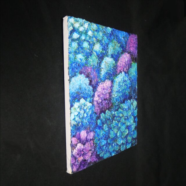 油絵 原画【群青のトパーズ】あじさい 紫陽花 絵画 インテリア 額なし