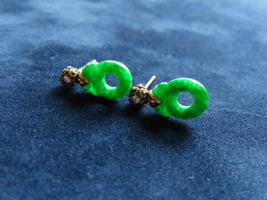 古*き様 K18 アクセサリーまとめ K18 Carving jadeite gold parts pierce | iichi 日々の暮らしを
