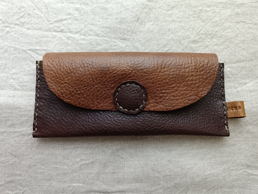 pen case マスタード✗ダークブラウン オイルシュリンクレザー | iichi