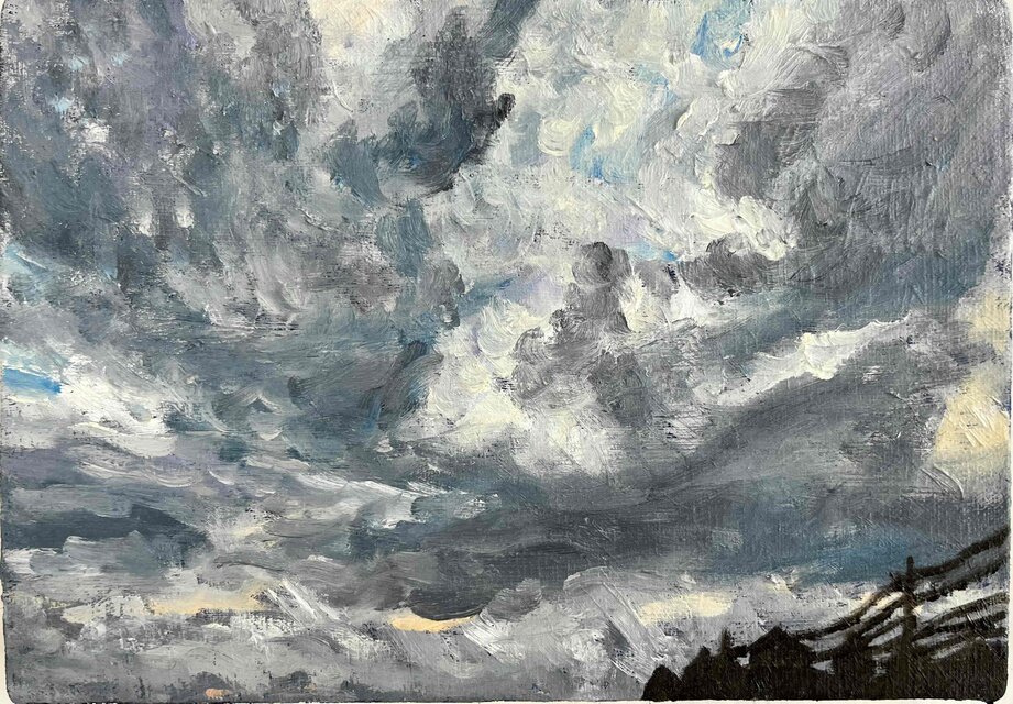 原画 油彩「近所の風景 20265」絵画・サムホールサイズ （16×23