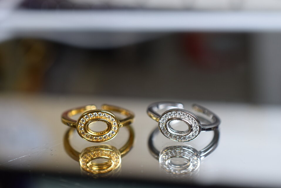 RG100 台座 4x6mm 金具 空枠 石枠 カボション ファセット リング 指輪