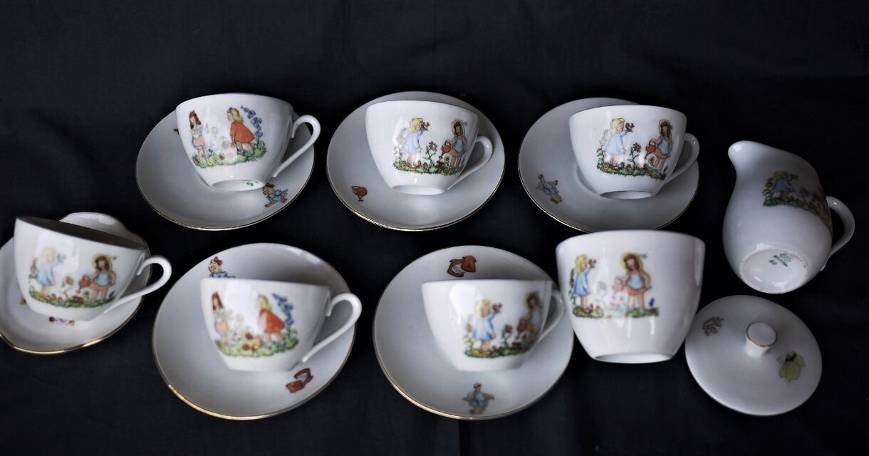 アンティーク Bavaria 子供柄ティーセット ビンテージ陶磁器 ドイツ