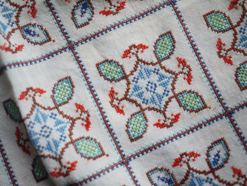 クロスステッチ刺繍 テーブルセンター ヴィンテージ英国 イギリス