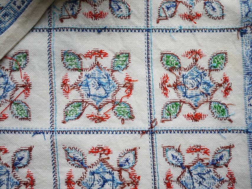 クロスステッチ刺繍 テーブルセンター ヴィンテージ英国 イギリス