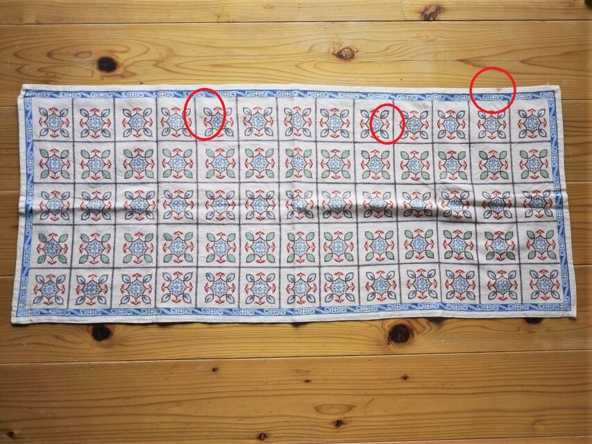クロスステッチ刺繍 テーブルセンター ヴィンテージ英国 イギリス