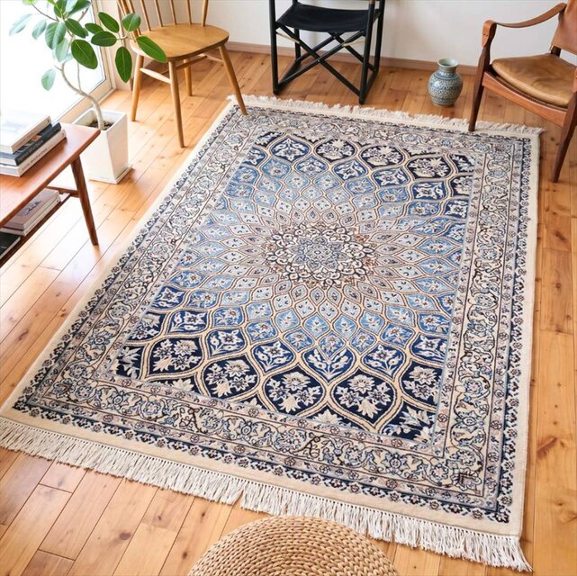 ハンドメイド ペルシャ絨毯ナイン産 9Laノーラ ラグ 198×128cm